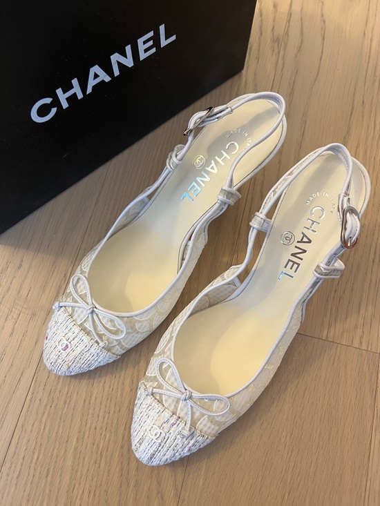 CHANEL Shoes - Chanel white heels with lace detail (EU 39 - US 7.5-8)